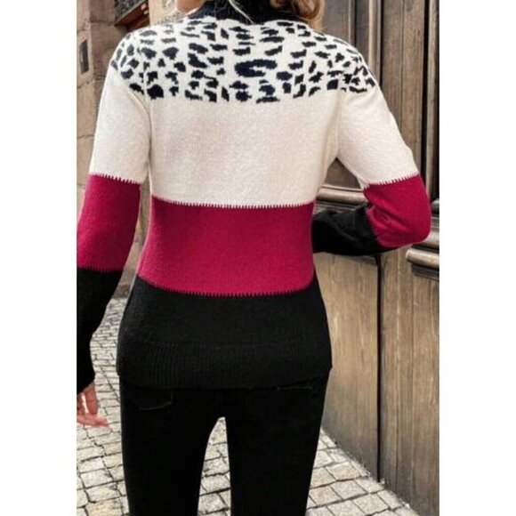 Casual Leopard Print Multicolor Pullovers - Picture 4 of 5